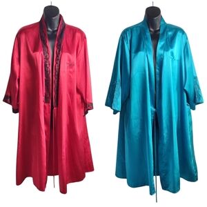 Intrigue Robes 2 Pieces Women's Red And Blue 3/4 Sleeve Lace Trimmed Sz M/L